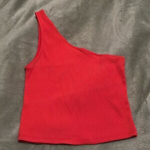 Pink one shoulder crop top